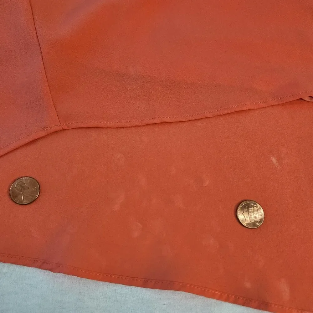 V-Neckline Long Prom Dress  by Studio F Size 8 Coral Color 85% Poly. Worn Once! - Picture 12 of 16